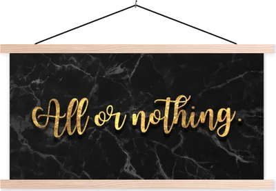 Produktbild von MuchoWow® Textilposter Sprichwörter - Gold - Schwarz - Marmor 60x30 cm mit holzfarbenen Rahmen - Dekoration