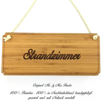 Produktbild von Mr. & Mrs. Panda Hinweisschild Strandzimmer - Geschenk, Schild, Infotafel, wandtafel, Geschenkidee, Landhaus, Wegweiser, Shabby, Türschild, Graviert