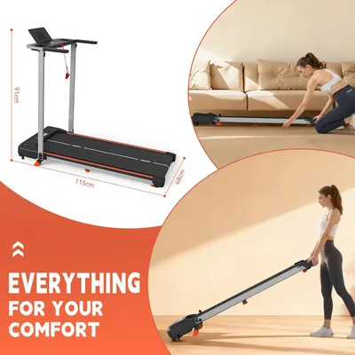 Obrázok produktu pre Behací pás pre domáce použitie – Elektrický behací pás – Skladací – Ovládanie cez aplikáciu cez Bluetooth – Nastaviteľný sklon – Reproduktory – Bez displeja – 1–12 km/h