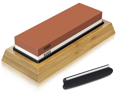 Immagine prodotto di SHAN ZU, affilacoltelli giapponese con pietra abrasiva 1000/6000, dotato di base in bambù