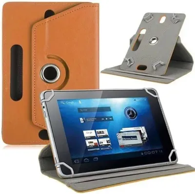 Imagen del producto de Funda para tablet de cuero sintético (PU), giratoria, de 24,5-27 x 14,5-18 cm, compatible con tablets de 10-11 pulgadas