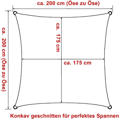 Sonnensegel Mit Fransen Aus Dralon-Acryl – 140x250 Cm Oder 140x300 Cm, 6 Uni-Farben, Grau