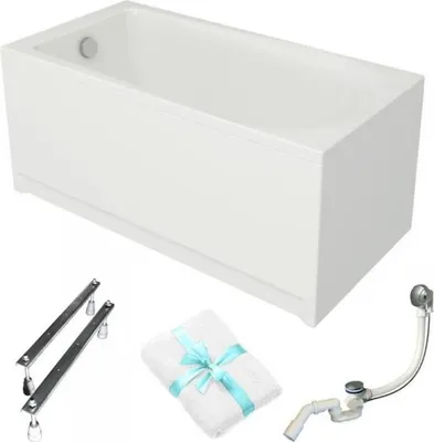 Produktbild von Cersanit | Badewanne - Rechteckbadewanne Flavia - 140x70 Cm - Mit Weißer Verkleidung - Inkl. Siphon - Mit Füßen
