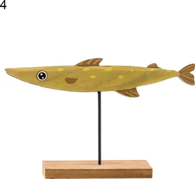 Produktbild von Fischstatue exquisites stabiles Holz niedlicher Fischtischskulpturständer für Zuhause-4