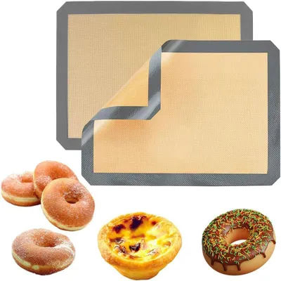Zdjęcie produktu dla 2 sztuki silikonowej maty do pieczenia - mata do pieczenia o wymiarach 30 x 40 cm - nieprzywierająca - wielokrotnego użytku - do piekarnika, mikrofalówki, ciast, makaroników i wypieków