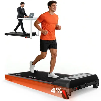 Immagine prodotto di Tapis roulant da scrivania - Tapis roulant elettrico - Motore da 2,25 CV - Capacità di carico: 100 kg - Inclinazione regolabile fino al 4% - Design compatto e silenzioso - Ideale per l'ufficio e la casa