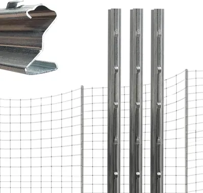 Produktbild von 50x Z-Profil Zaunpfosten 150 cm feuerverzinkt Zaunpfähle 1,5 mm Stärke gestanzte Haken Forstprofil