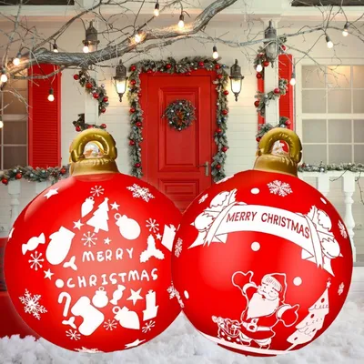 Aufblasbare Riesen-Weihnachtskugeln 2er-Set, 60 cm, rot, PVC