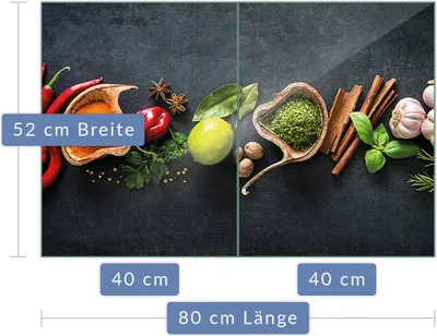 Produktbild von Herdabdeckplatte Abdeckung Glaskeramikkochfeld Abdeckplatte 2-Teilig 80x52 Gewürze Schutz