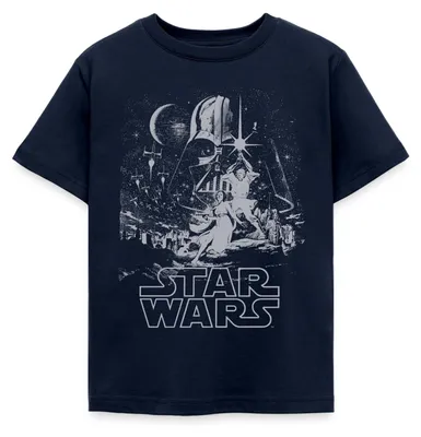 Produktbild von Star Wars Galaxie Darth Vader Retro Kinder T-Shirt, 98/104 (3-4 Jahre), Navy