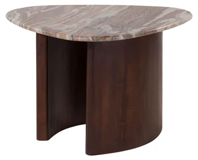 Produktbild von MASSIVMOEBEL24 Couchtisch Akazie 70x65x35 braun lackiert / Marmor beige ORGANIC COLLECTION #35