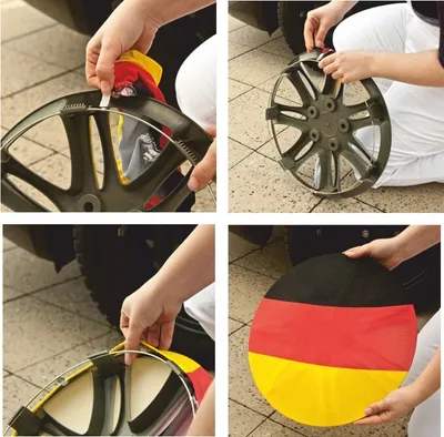 Produktbild von Radkappe 4er Set Deutschland Radbikini Radsocke für 13 bis 16 Zoll Befestigung