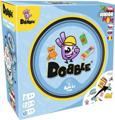 Produktbild von Asmodee BLACKFIRE Doppel Kartenspiel Junior-Version mit runden Karten, 55 Karten, 8 Symbolen
