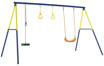 Obrázek produktu pro Dětské houpačky 3 v 1 s gymnastickými kruhy | Barva: Vícebarevná | Rozměry: 160 x 285 x 181 cm