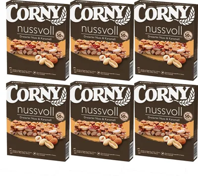 Produktbild von Corny nussvoll Dreierlei Nuss und Karamell Riegel 96g 6er Pack
