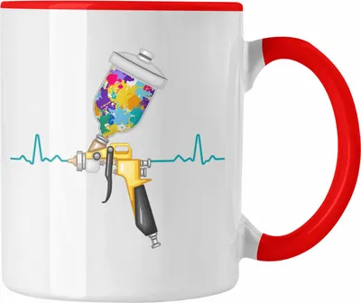 Produktbild von Trendation - Maler Job Tasse Geschenk Männer Herzschlag Lustig Anstreicher Malermeister Lackierer (Rot)