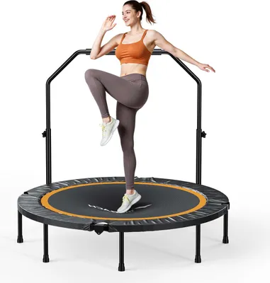 Produktbild von Klappbares Fitness-Trampolin Ø120 cm – Bungee-Rebounder, leise & robust, bis 150 kg, Indoor/Outdoor, ideal für Erwachsene & Kinder, mit Griff