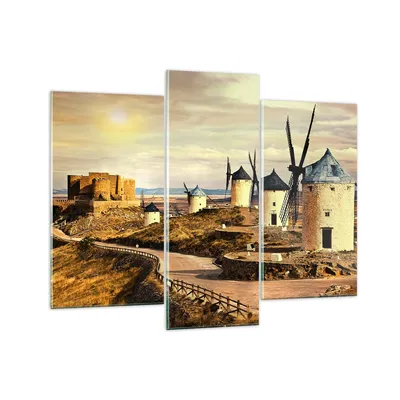 Produktbild von Bilder auf glas - Windmühle andalusien landschaft - 130x100cm - Glasbilder - Wandbilder - Kunstdruck - Wanddekoration aus Glas - Glas Bilder - Wandbild auf Glas - GCB130x100-2729