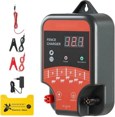 Obrázek produktu pro Napáječ ohradníku pastvin - Elektrický ohradník AC/DC - 12 kV, 3 J - Délka ohrady až 3 km - LED displej - Provoz ze sítě a 12 V - Ochrana proti divoké zvěři - Pro hospodářská zvířata a drůbež