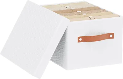Imagen del producto de Caja de almacenamiento con tapa, plegable, de 33 x 23 x 18 cm, con asa, para armario