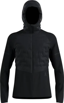 Schwarze Odlo Zeroweight Insulator Laufjacke mit Kapuze und durchgehendem Reißverschluss