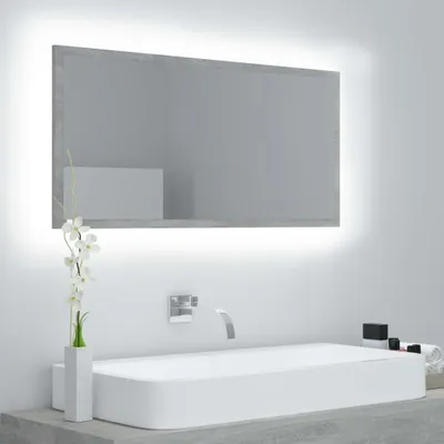 Produktbild von The Living Store LED-Badspiegel Betongrau 90x8,5x37 cm Acryl