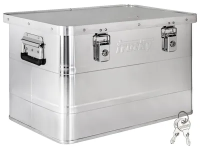 Produktbild von Aluminium Box mit Deckel Silber Alu Kiste Box Alukiste 65 Liter Transportbox Metallbox Alu Aufbewahrungsbox Boxen Abschliessbar Metallkiste Trucky