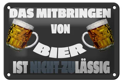 Produktbild von Blechschild Alkohol 18x12cm Mitbringen von Bier zulässig
