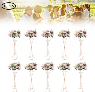 Obrázek produktu pro 10 kusů Květinová váza Centrepieces Stolní váza Květinový stojan Stolní dekorace Dekorativní váza pro svatební párty Zlato