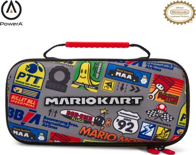 Immagine prodotto di Custodia di protezione per Nintendo Switch - Mario Kart - Robusta custodia per il trasporto con supporto per il gioco e 9 scomparti per le schede di gioco per Switch, Switch Lite & O