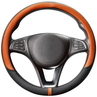 Produktbild von Lenkradbezug Auto Universal Mikrofaser Leder Schwarz Orange M 37-38cm Rund