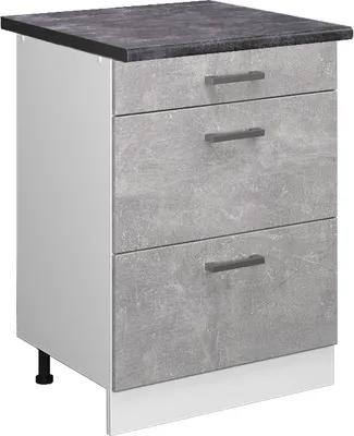 Image de Meuble cuisine Vicco R-Line Béton 60cm avec tiroirs, PT Anthracite, Model 46854
