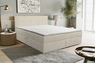 Produktbild von VENASI CALIDO Boxspringbett 180x200 mit 2 Bettkästen und TOPPER H2/H3 Matratze BEIGE Aragon 03