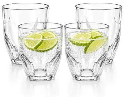 Campinggläser 340 ml, Kunststoff, stapelbar, 4er-Set