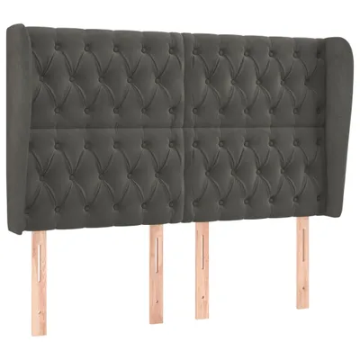 Produktbild von vidaXL Kopfteil mit Ohren Dunkelgrau 147x23x118/128 cm Samt