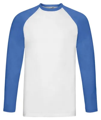 Produktbild von Fruit of the Loom - "Valueweight" T-Shirt für Herren - Baseball Langärmlig FK2329 (XL) (Weiß/Königsblau)