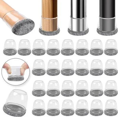 Produktbild von Famanu Stuhlbeinschoner mit Filzunterlage - Grau, rund (1,9 - 2,5 cm)