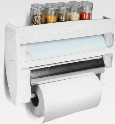Produktbild von Roll-n-Roll 4-in-1 Küchenrollenhalter, Weiß, 39 x 10 x 25 cm.