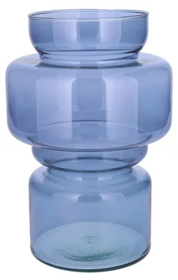 Produktbild von Bellatio Design Blumenvase - blau transparentes recyceltes Glas - 17 x 25 cm - Vase