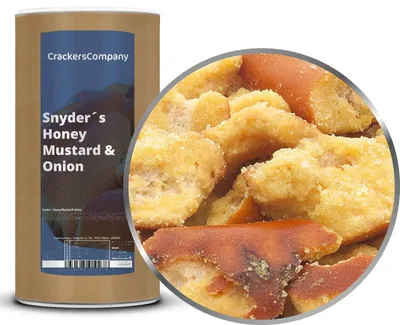 Produktbild von CrackersCompany Honig-Senf-Zwiebel-Brezel (Honey Mustard & Onion Pretzel), Membrandose 450 g