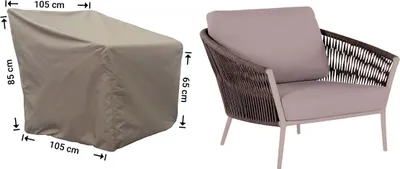 Produktbild von Raffles Covers Schutzhülle für Lounge Sessel 105 x 105 H: 85/65 cm | Atmungsaktiv | Wasserdicht | UV-beständig | Doppelnähte | Elastischer Kordelzug
