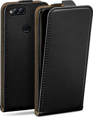 Produktbild von moex® Flip Case kompatibel mit Huawei Honor 7X - Hülle mit 360 Grad Schutz, Schwarz