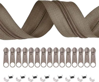 Produktbild von 5m Endlos-Reißverschluss 3mm mit 10 Zippern und 15 Endstücke freie Farbwahl,810 braunbeige