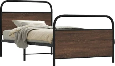 Produktbild von "2026 Promotion" Bettgestell moderne - ohne Matratze - 90x190 cm - Braun Eichen-Optik - Polsterbett CC25168