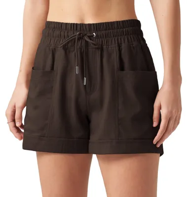 Immagine prodotto di Pantaloncini corti da donna, vita alta, color marrone scuro