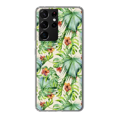 Produktbild von MuchoWow® Handyhülle Schutzhülle Hülle für Samsung Galaxy S21 Ultra Blume - Blatt - Muster Silikon Softcase Handy Hülle - Mobiltelefon