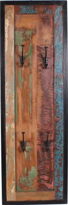Produktbild von SIT Möbel Wand-Garderobe | 4 Doppel-Haken | Altholz bunt | Metall antikschwarz | B 35 x T 8 x H 110 cm | 03563-98 | Serie BALI