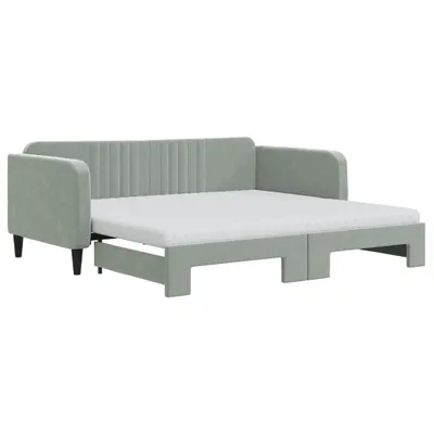 Obrázok produktu pre vidaXL Rozkladacia posteľ s matracmi Svetlo sivá 90x190 cm Velvet