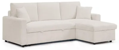Image de MENZZO Canapé d'angle convertible avec coffre de rangement réversible Toledo Velours côtelé Beige