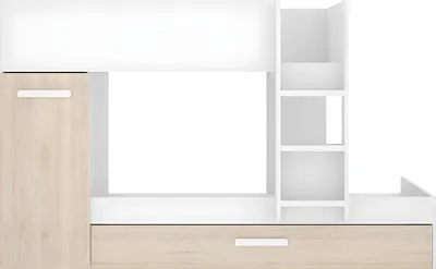 Produktbild von Etagenbett ANTHONY mit Ausziehbett, 3 × 90 × 190 cm - weiß und naturfarben